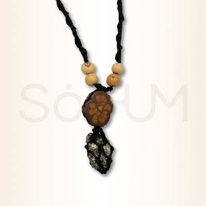 Colier cu Lemn de Ayahuasca și Pirită pentru vitalitate, claritate și încredere personală