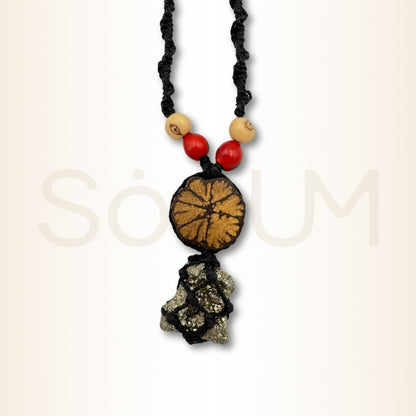 Colier cu Lemn de Ayahuasca și Pirită pentru vitalitate, claritate și încredere personală