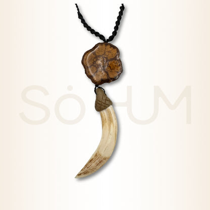 Colier cu Lemn de Ayahuasca și colț de Pecarí pentru protecție, forță și putere