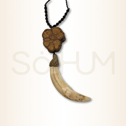 Colier cu Lemn de Ayahuasca și colț de Pecarí pentru protecție, forță și putere