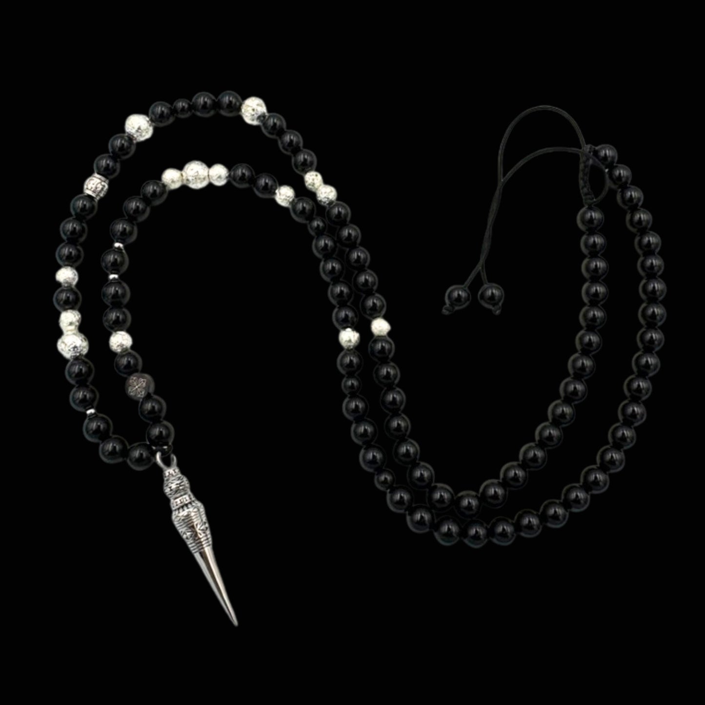 Colier cu Phurba, Onix Negru și Rocă vulcanică pentru protecție, putere și echilibru interior