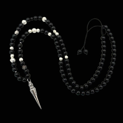 Colier cu Phurba, Onix Negru și Rocă vulcanică pentru protecție, putere și echilibru interior