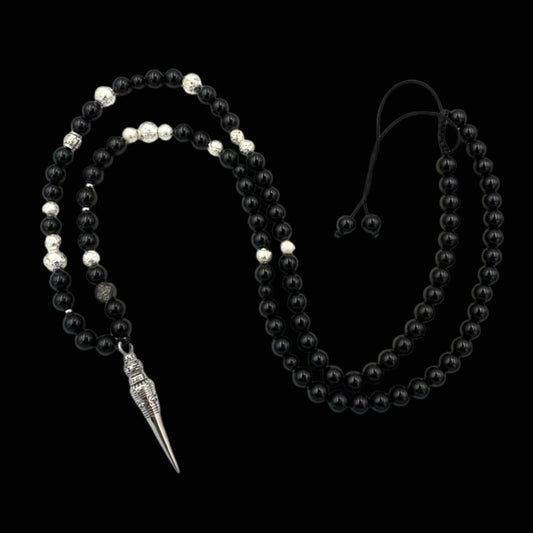 Colier cu Phurba, Onix Negru și Rocă vulcanică pentru protecție, putere și echilibru interior