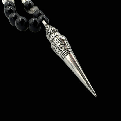 Colier cu Phurba, Onix Negru și Rocă vulcanică pentru protecție, putere și echilibru interior