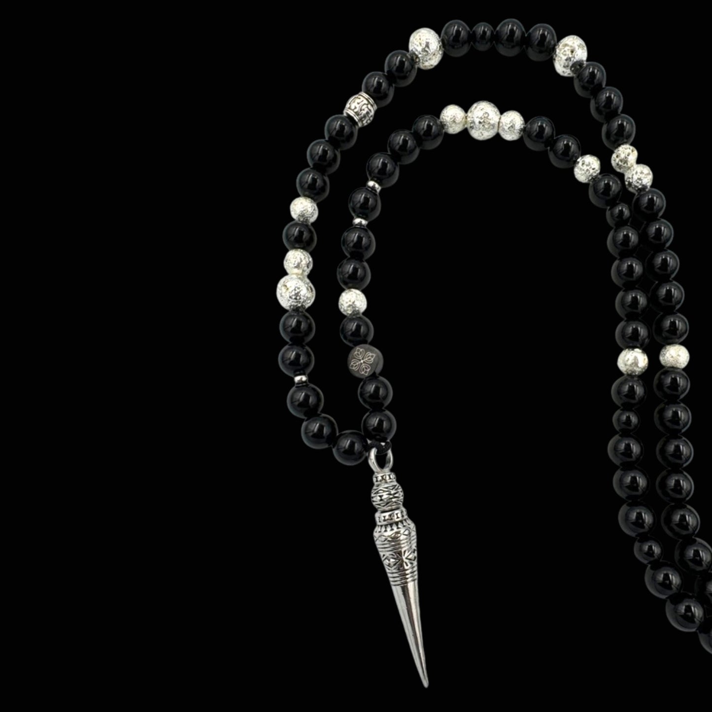 Colier cu Phurba, Onix Negru și Rocă vulcanică pentru protecție, putere și echilibru interior