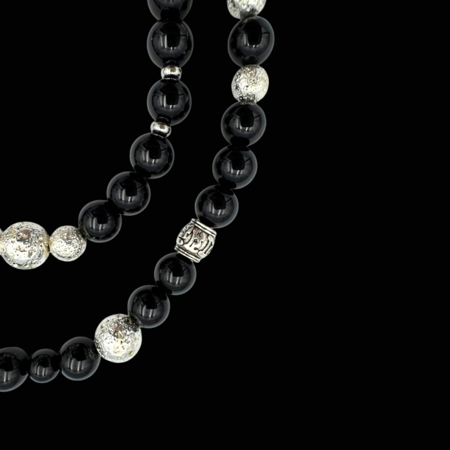 Colier cu Phurba, Onix Negru și Rocă vulcanică pentru protecție, putere și echilibru interior