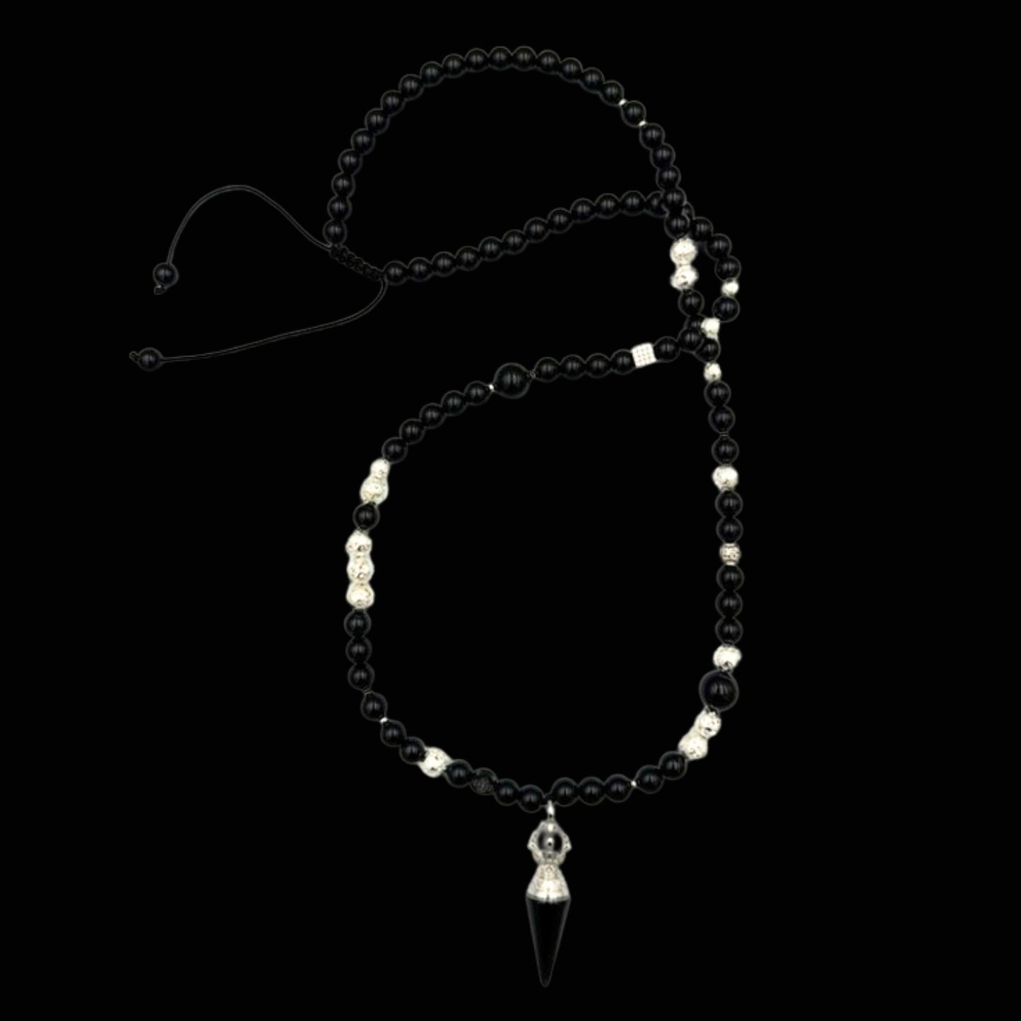 Colier cu Vajra–Phurba, Onix și Rocă vulcanică pentru protecție, forță și claritate