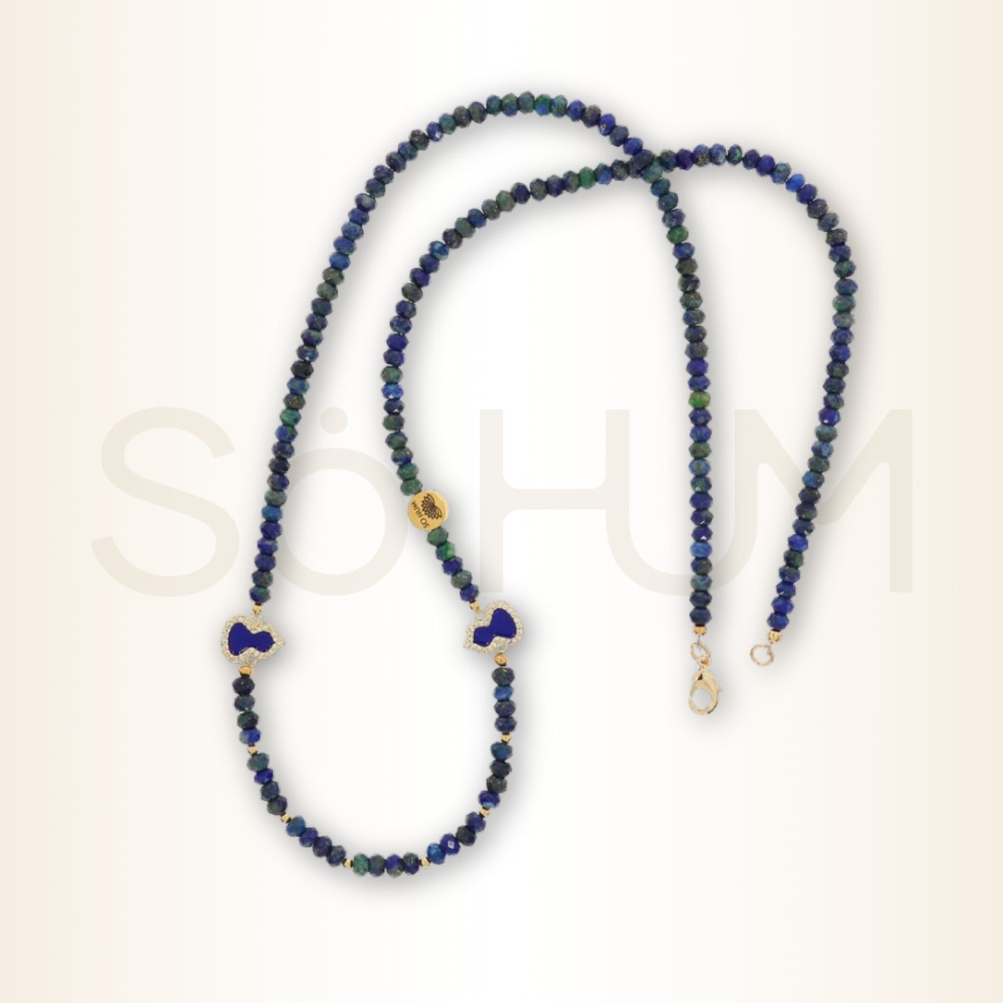 Colier cu Wu Lou și cristale fațetate de Azurit-Malachit pentru protecția sănătății și creșterea energiei vitale