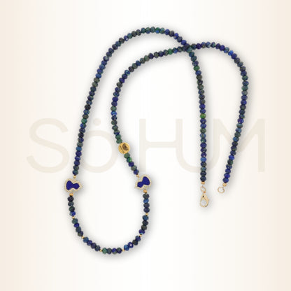 Colier cu Wu Lou și cristale fațetate de Azurit-Malachit pentru protecția sănătății și creșterea energiei vitale