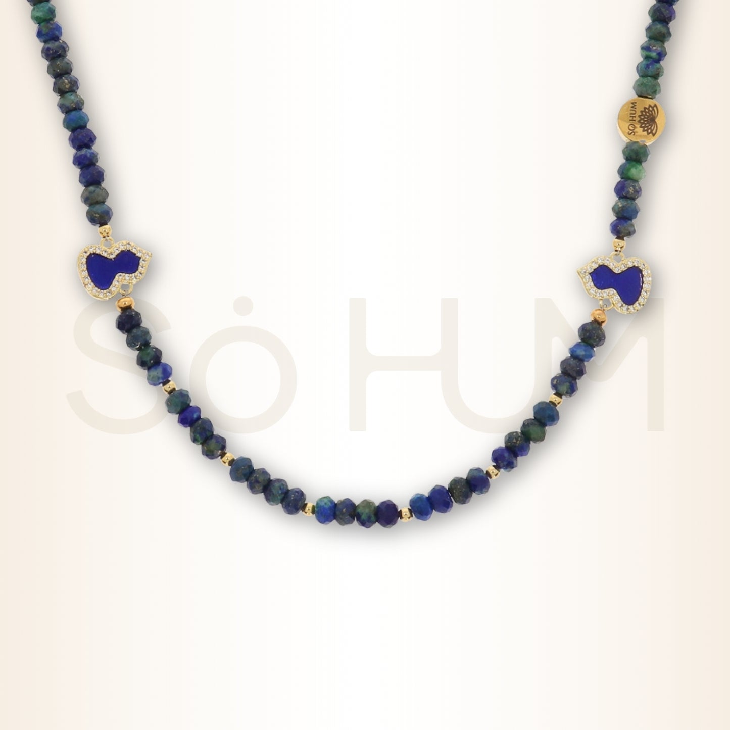 Colier cu Wu Lou și cristale fațetate de Azurit-Malachit pentru protecția sănătății și creșterea energiei vitale