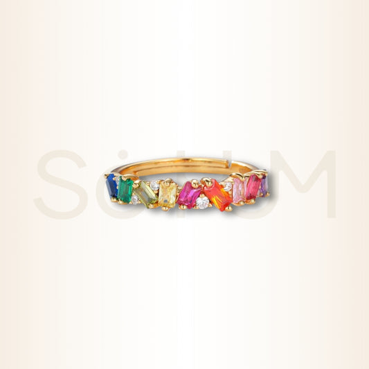 Inel cu Cubic Zirconia multicolor pentru fericire și optimism