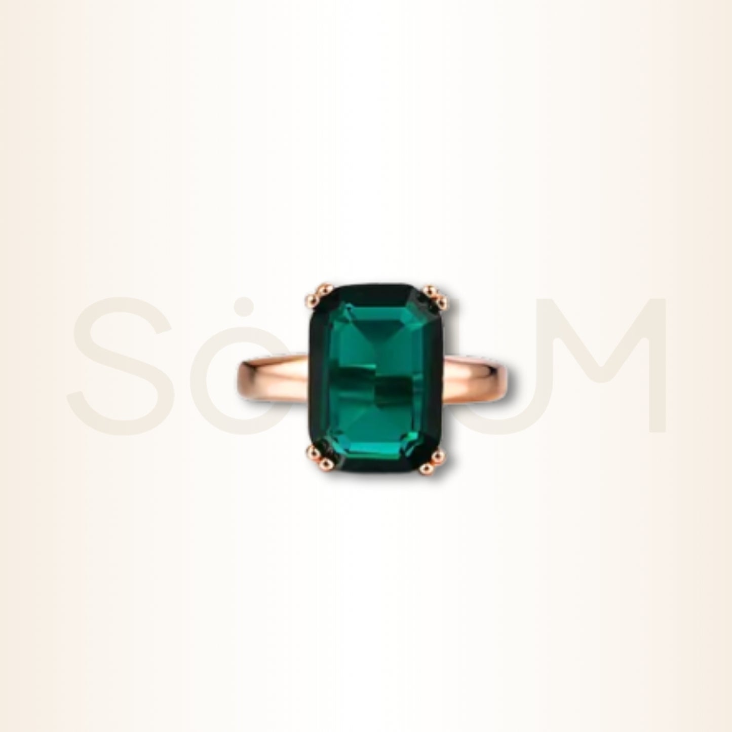 Inel cu Cubic Zirconia verde smarald pentru bogăție și prosperitate