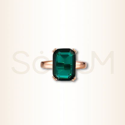 Inel cu Cubic Zirconia verde smarald pentru bogăție și prosperitate
