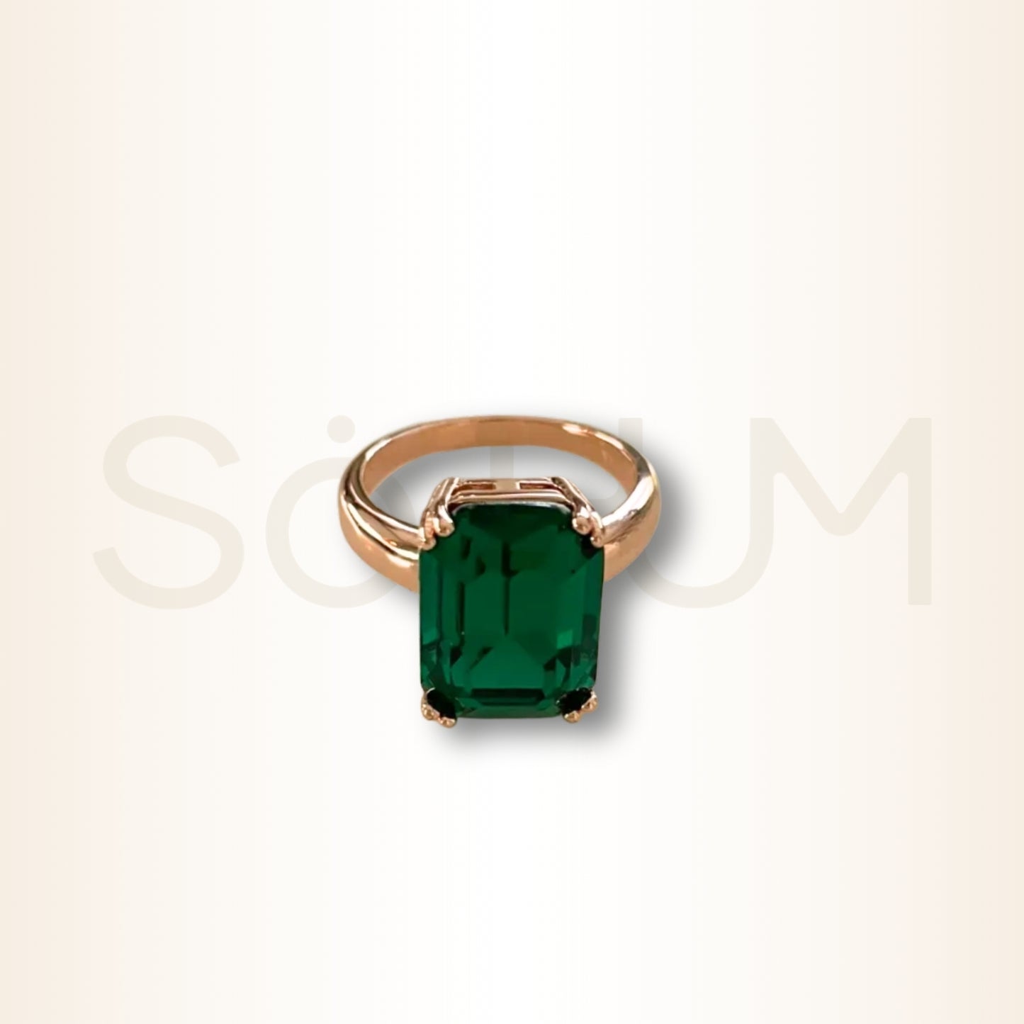 Inel cu Cubic Zirconia verde smarald pentru bogăție și prosperitate