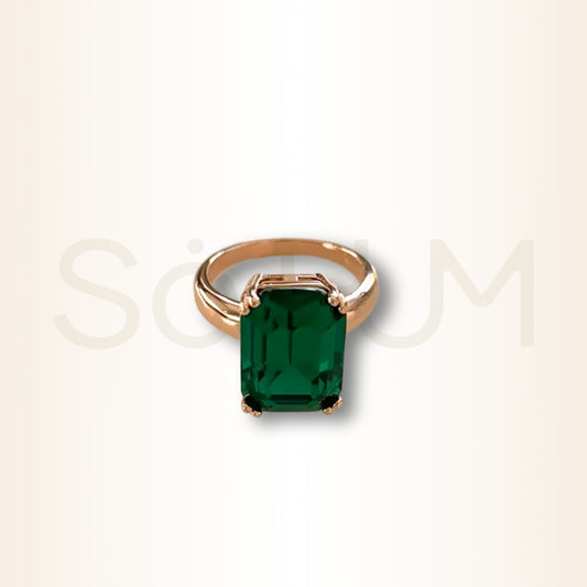 Inel cu Cubic Zirconia verde smarald pentru bogăție și prosperitate
