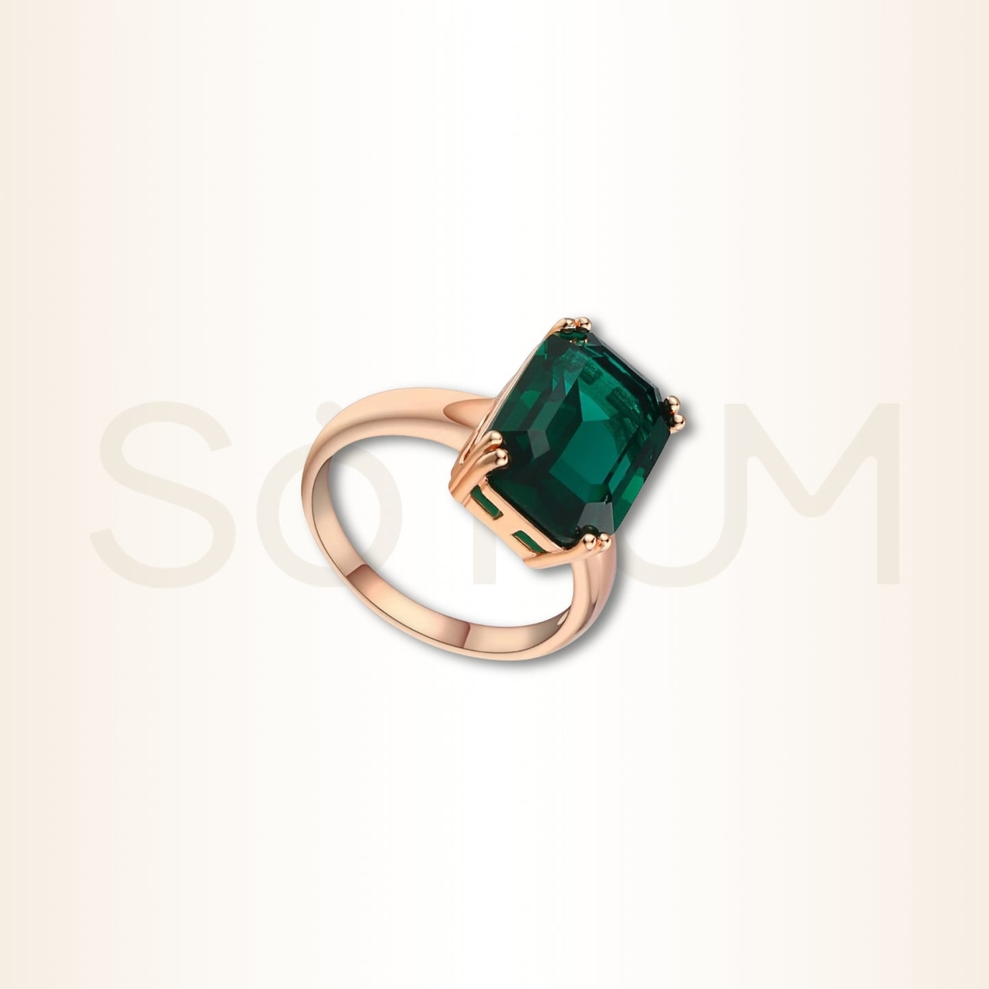 Inel cu Cubic Zirconia verde smarald pentru bogăție și prosperitate