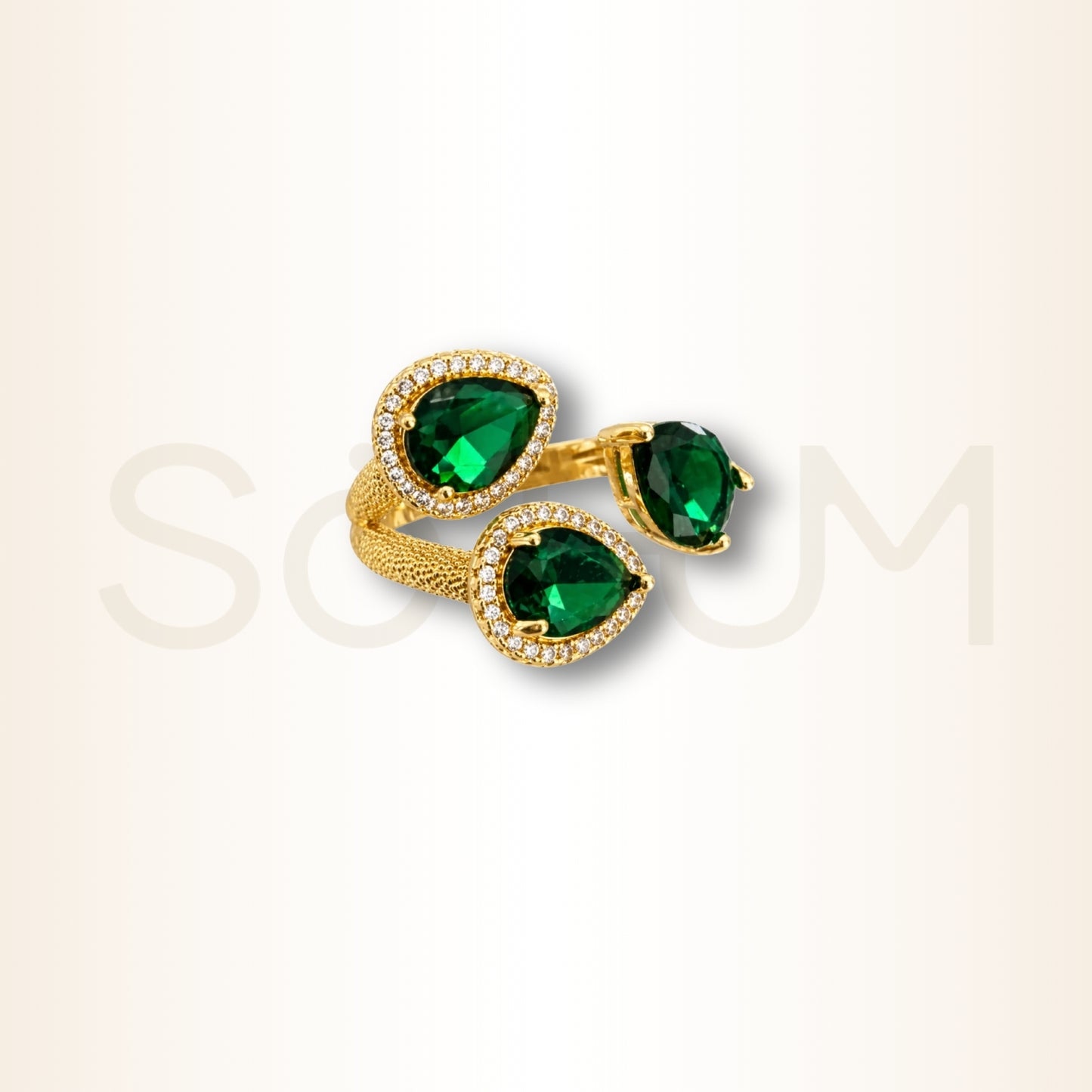 Inel din Cubic Zirconia verde pentru prosperitate și echilibru