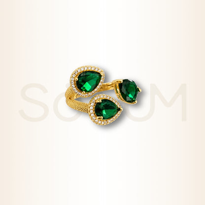 Inel din Cubic Zirconia verde pentru prosperitate și echilibru