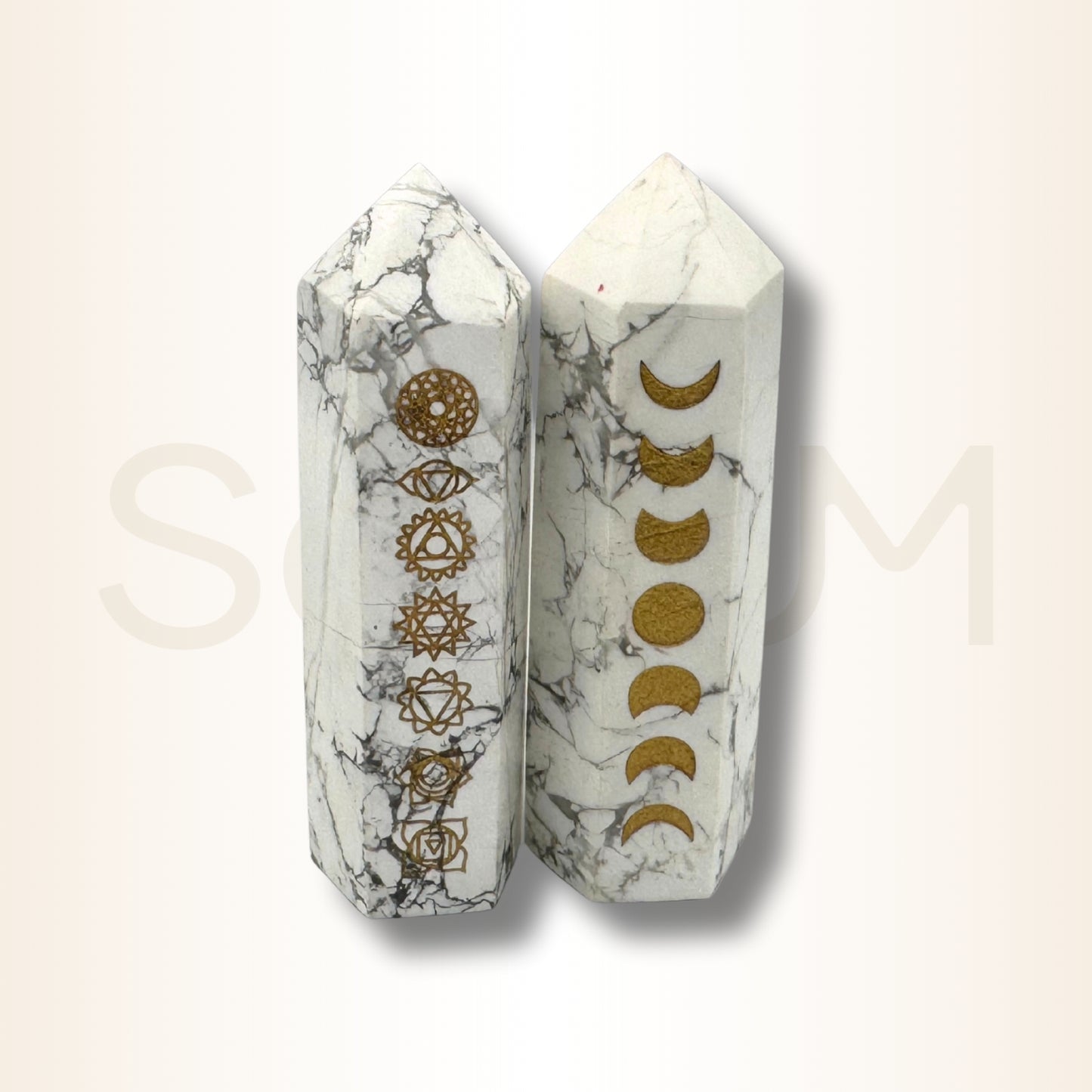 Obelisc din Howlit alb pentru echilibru emoțional și claritate