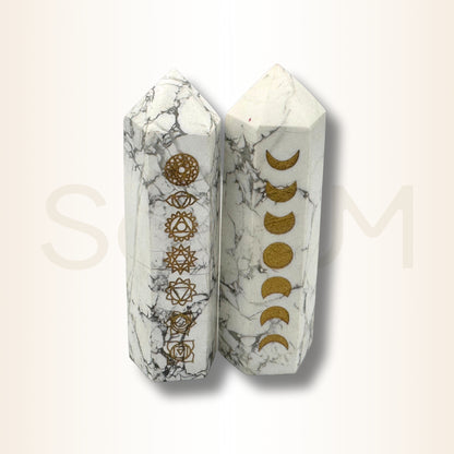 Obelisc din Howlit alb pentru echilibru emoțional și claritate