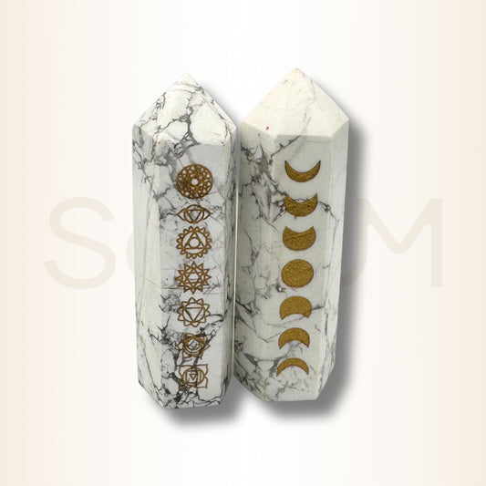 Obelisc din Howlit alb pentru echilibru emoțional și claritate