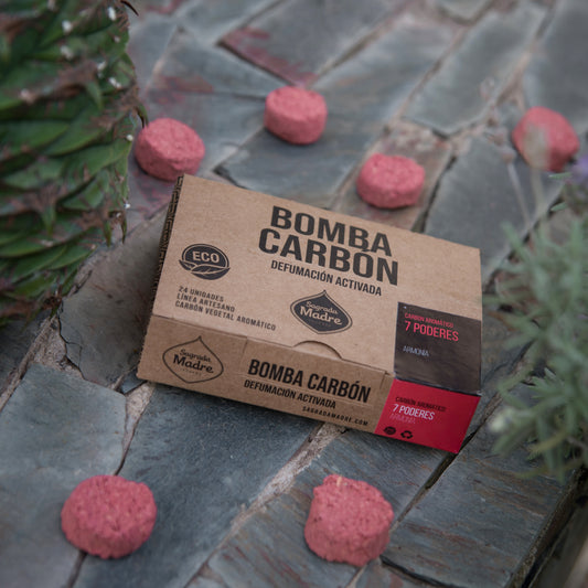 Pastile de fumigație 7 puteri cu cărbune natural vegetal și mix de plante pentru echilibrare energetică x24 (SAGRADA MADRE - Bomba Carbon)