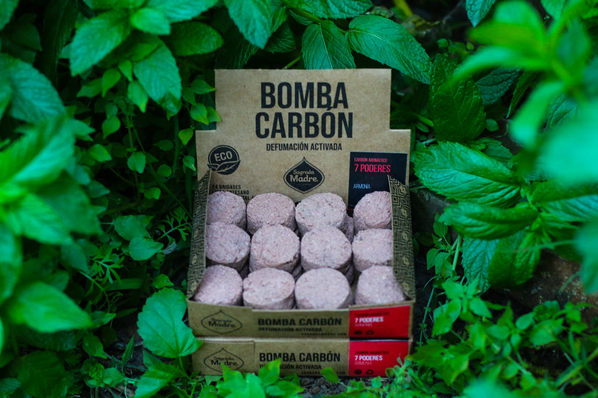 Pastile de fumigație 7 puteri cu cărbune natural vegetal și mix de plante pentru echilibrare energetică x24 (SAGRADA MADRE - Bomba Carbon)