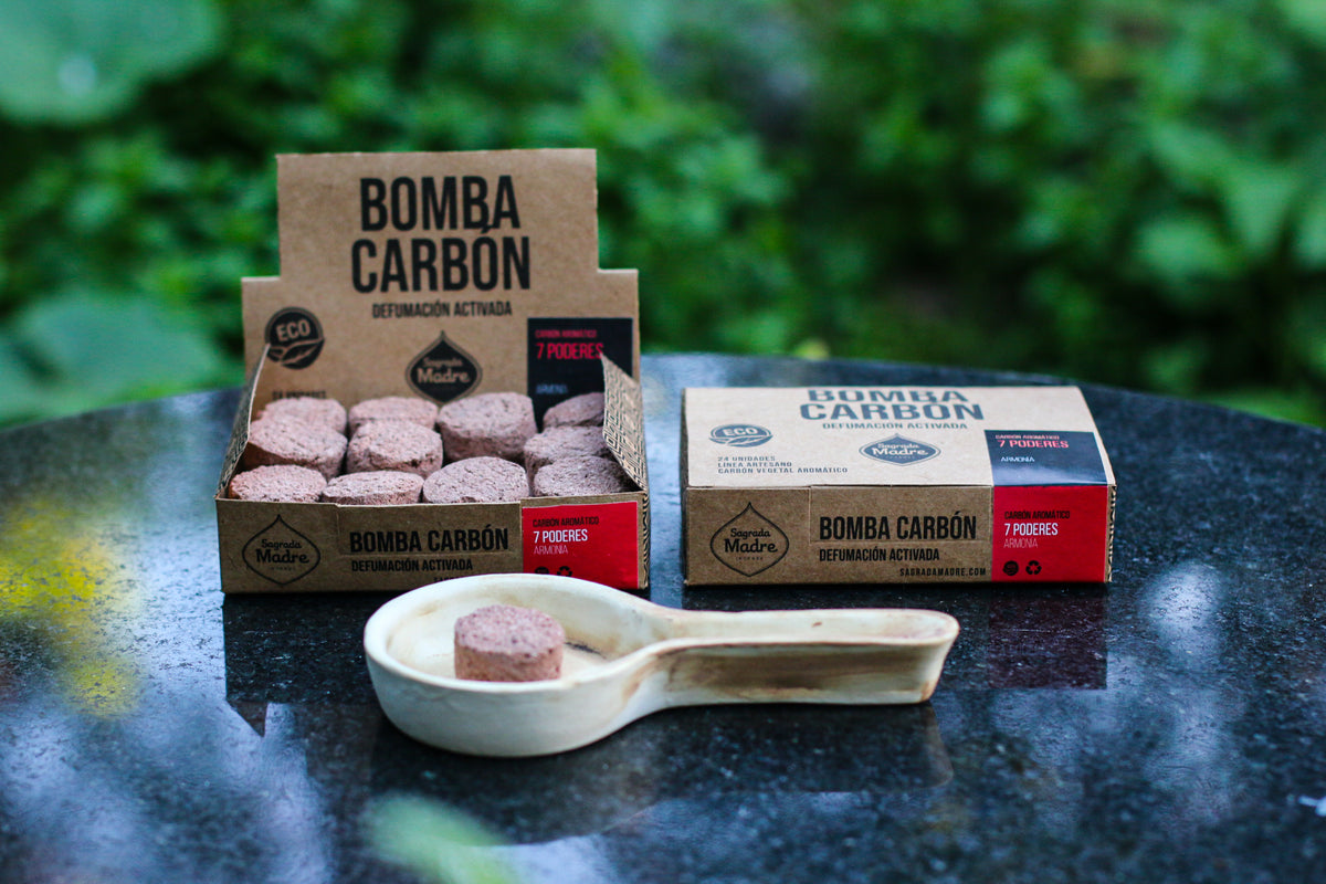 Pastile de fumigație 7 puteri cu cărbune natural vegetal și mix de plante pentru echilibrare energetică x24 (SAGRADA MADRE - Bomba Carbon)