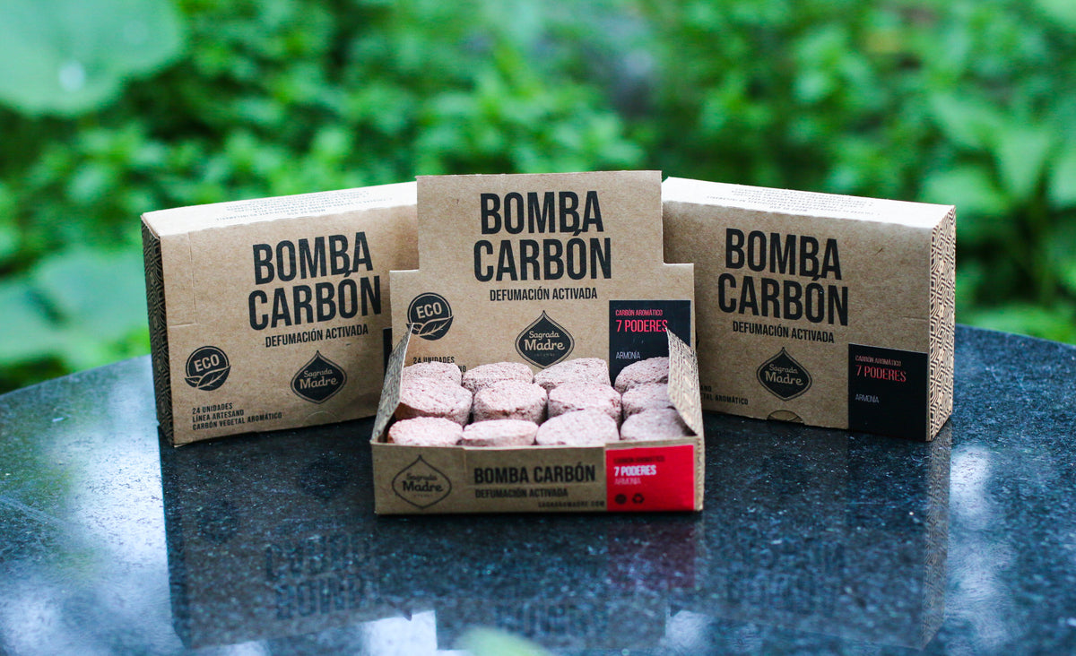 Pastile de fumigație 7 puteri cu cărbune natural vegetal și mix de plante pentru echilibrare energetică x24 (SAGRADA MADRE - Bomba Carbon)