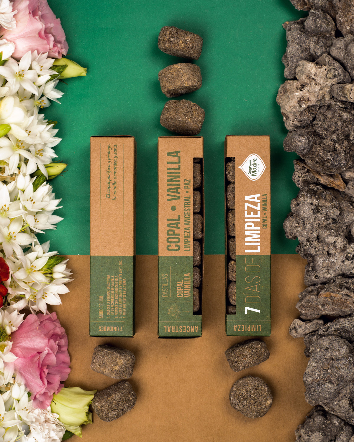 Pastile de fumigație pentru 7 zile cu Copal și Vanilie pentru purificare profundă și armonie (SAGRADA MADRE - 7 Dias de Limpieza)