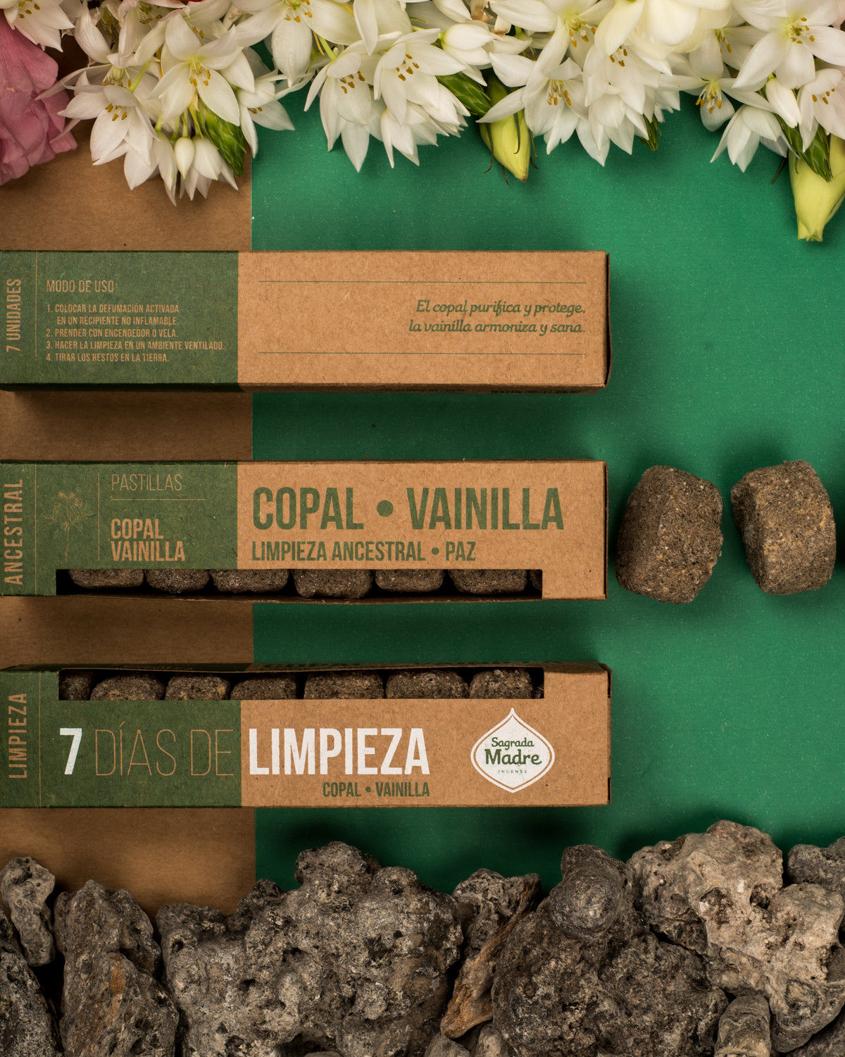 Pastile de fumigație pentru 7 zile cu Copal și Vanilie pentru purificare profundă și armonie (SAGRADA MADRE - 7 Dias de Limpieza)