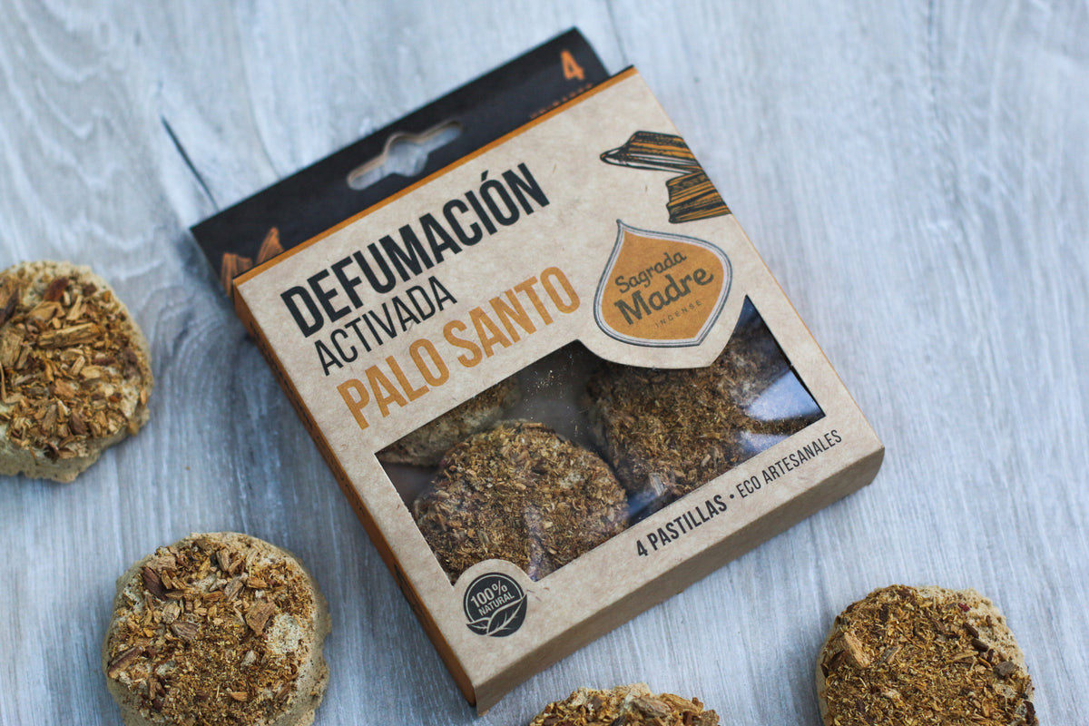 Pastile de fumigație ritualizate cu Palo Santo pentru curățare energetică (SAGRADA MADRE - Defumación Activada X4)