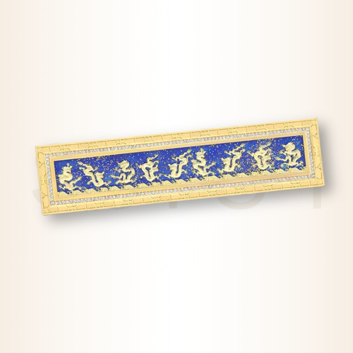 Placa cu 9 Dragoni în Albastru Roial - pentru protecție și prosperitate curentă