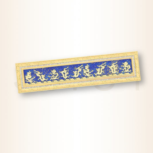 Placa cu 9 Dragoni în Albastru Roial - pentru protecție și prosperitate curentă
