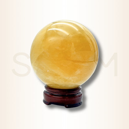 Sferă galbenă de calcit pentru regenerare, creativitate și vitalizare