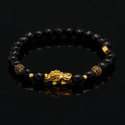 Brățară cu Pi Xiu și Onix Negru pentru stimularea fluxului financiar