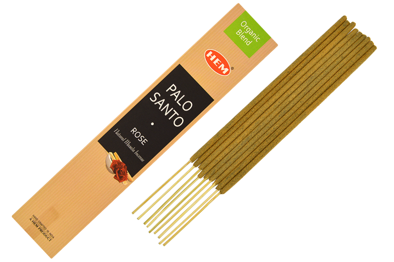 HEM ORGANIC - PALO SANTO + ROSE - Bețișoare parfumate cu Palo Santo și trandafir