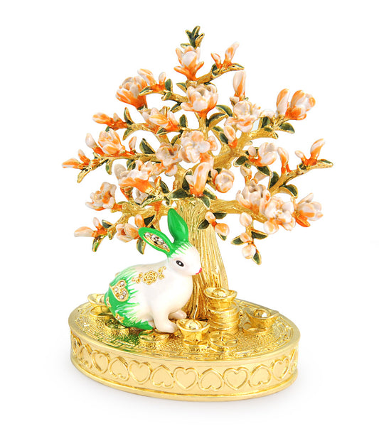 Statueta cu copacul iubirii Peach Blossom cu Iepure