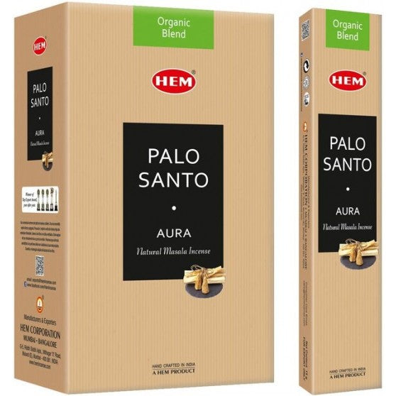 HEM ORGANIC - PALO SANTO + AURA - Bețișoare Parfumate cu Palo Santo pentru energizarea Aurei